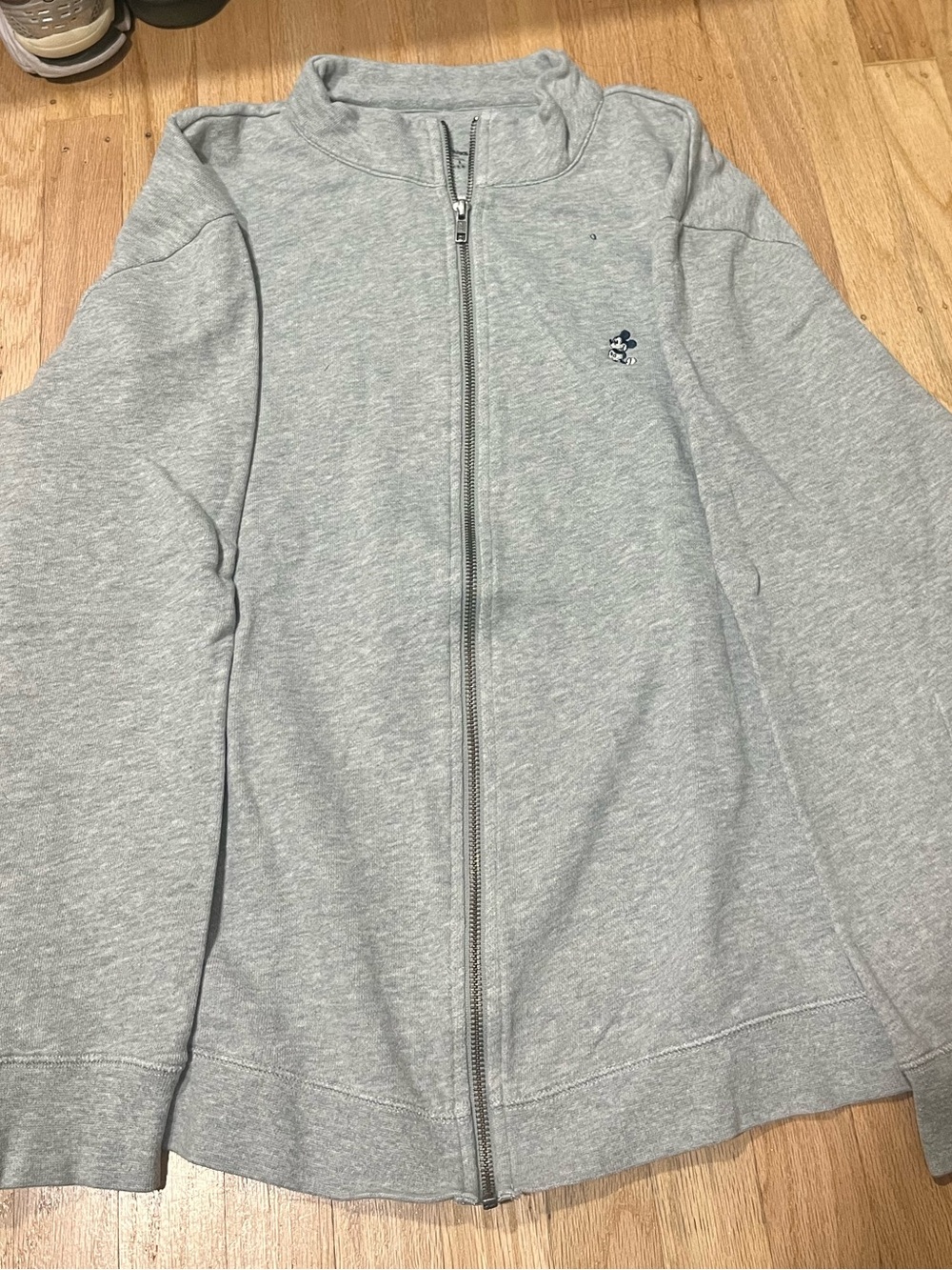 DISNEY MICKEY Light Gray Full-Zip Sweatshirt Jacket